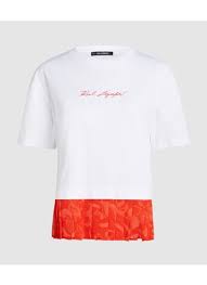 KARL LAGERFELD ORCHID FANCY PLEATED T-SHIRT ultima talla S